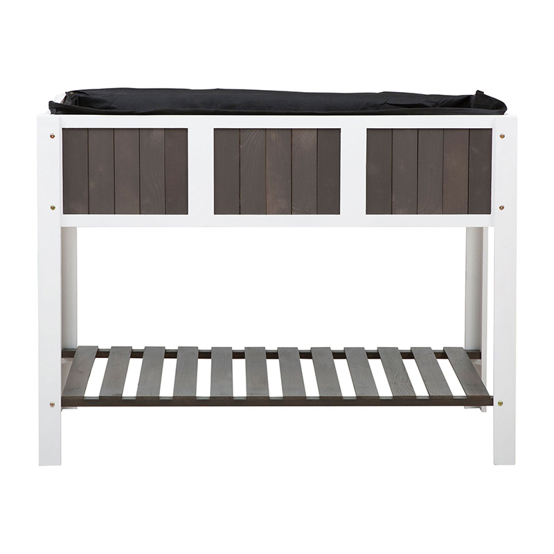 Деревянная приподнятая садовая грядка размером 47 x 23 x 35 дюймов с просторной зоной для посадки, полкой для хранения и универсальным использованием Деревянная приподнятая садовая грядка размером 47 x 23 x 35 дюймов с просторной зоной для посадки, полкой для хранения и универсальным использованием