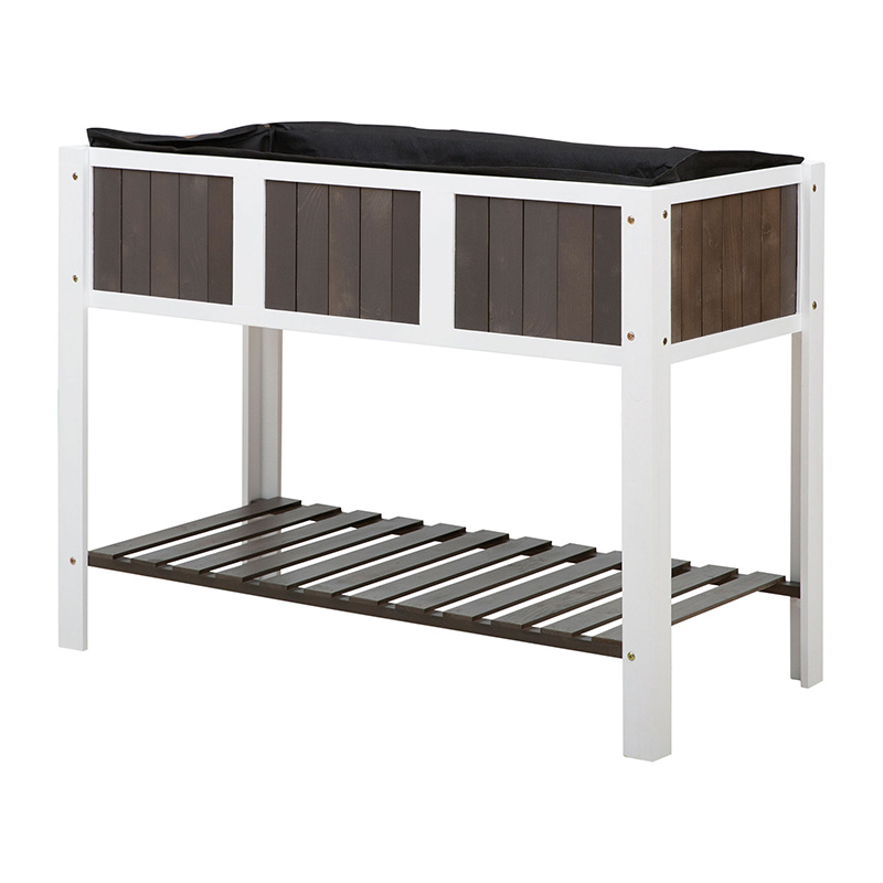 Деревянная приподнятая садовая грядка размером 47 x 23 x 35 дюймов с просторной зоной для посадки, полкой для хранения и универсальным использованием