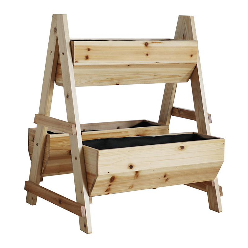 Садовая кровать А-образная деревянная коробка для плантаторов с нетканым материалом для заднего двора Садовая кровать А-образная деревянная коробка для плантаторов с нетканым материалом для заднего двора