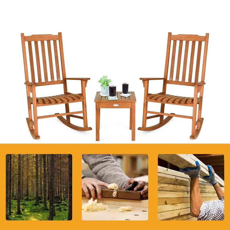 Комплект из 3 стульев-качалок из тополя с журнальным столиком 2 деревянных стула для переговоров