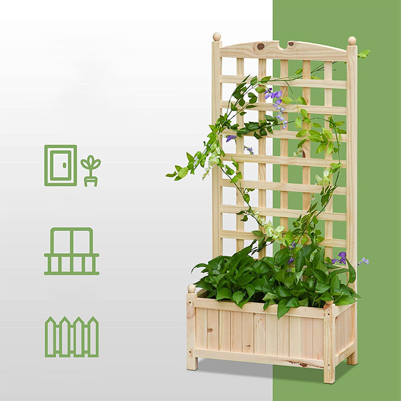 Приподнятая садовая кровать 23,5 x 11,5 x 49,25 дюймов со спинкой из шпалерной доски и прочным деревянным дизайном и материалами