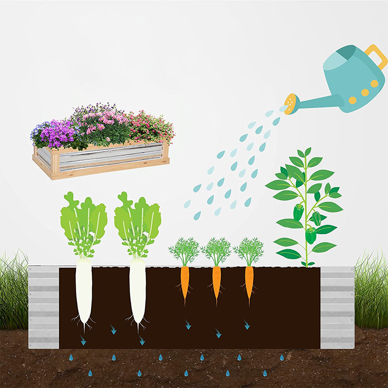 Комплект приподнятой садовой клумбы с теплицей, деревянная кашпо с холодной рамой, натуральный цвет