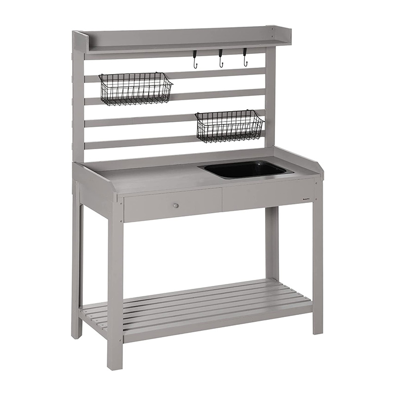Горшечный стол, садовая рабочая станция с сетчатым экраном, съемная раковина и корзины