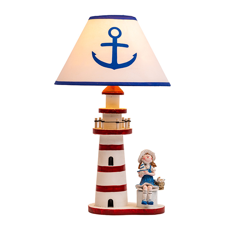 Настольная лампа в прибрежном стиле, античная синяя со льдом