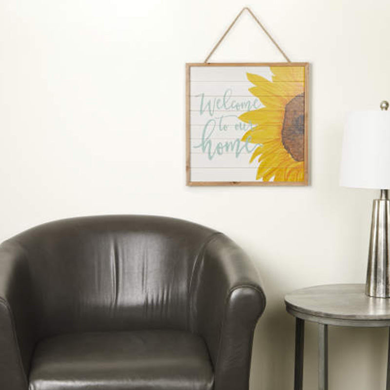 Настенная табличка из дерева подсолнуха 'Добро пожаловать в наш дом'
