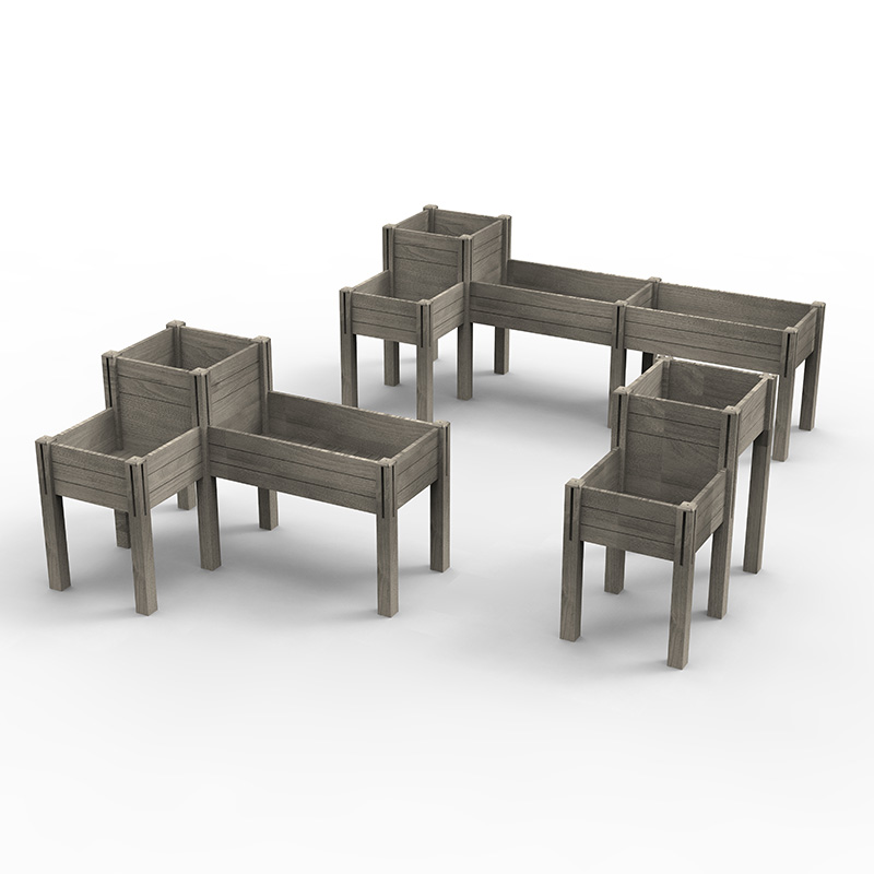 3-х уровневая приподнятая садовая грядка с полкой для хранения, комплект приподнятого деревянного ящика для цветов