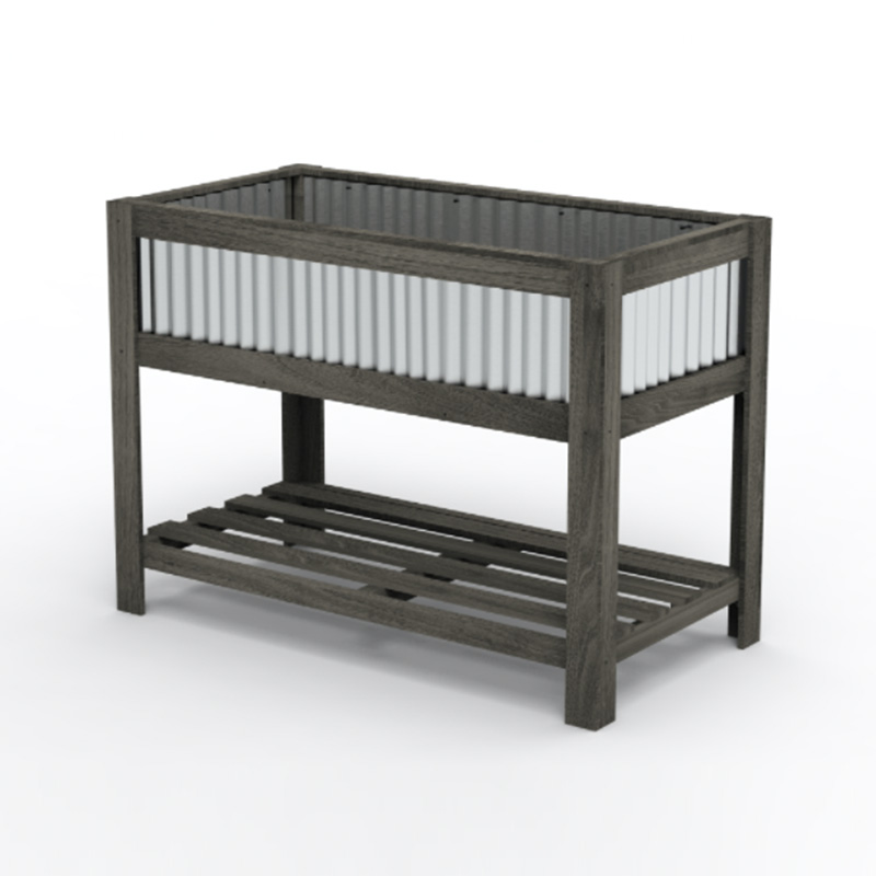 Деревянная приподнятая садовая грядка размером 47 x 23 x 35 дюймов с просторной зоной для посадки, полкой для хранения и универсальным использованием