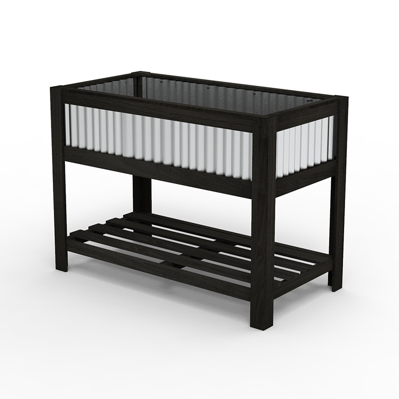 Деревянная приподнятая садовая грядка размером 47 x 23 x 35 дюймов с просторной зоной для посадки, полкой для хранения и универсальным использованием