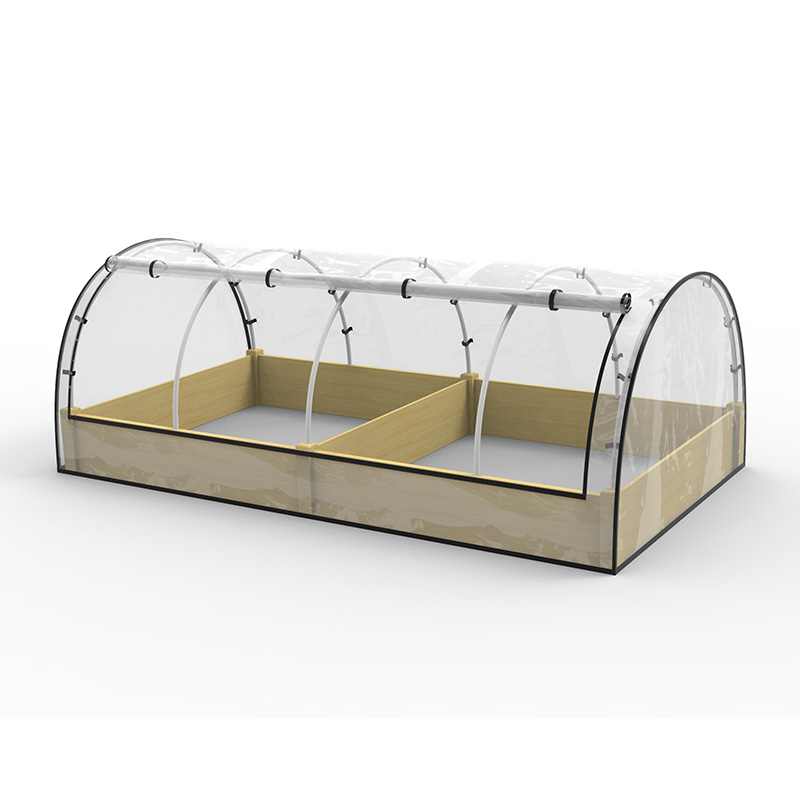 Комплект приподнятой садовой клумбы с теплицей, деревянная кашпо с холодной рамой, натуральный цвет