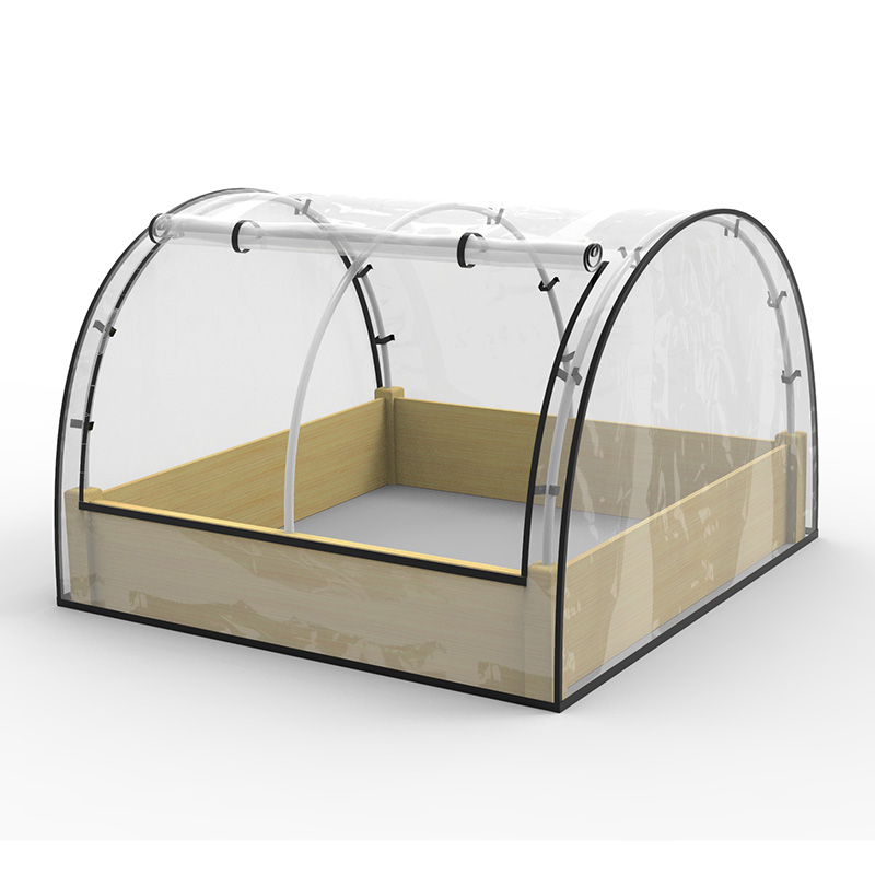 Комплект приподнятой садовой клумбы с теплицей, деревянная кашпо с холодной рамой, натуральный цвет