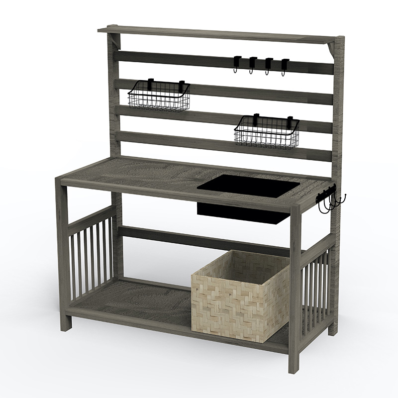 Горшечный стол, садовая рабочая станция с сетчатым экраном, съемная раковина и корзины