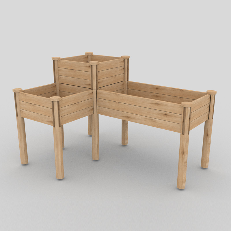 3-х уровневая приподнятая садовая грядка с полкой для хранения, комплект приподнятого деревянного ящика для цветов