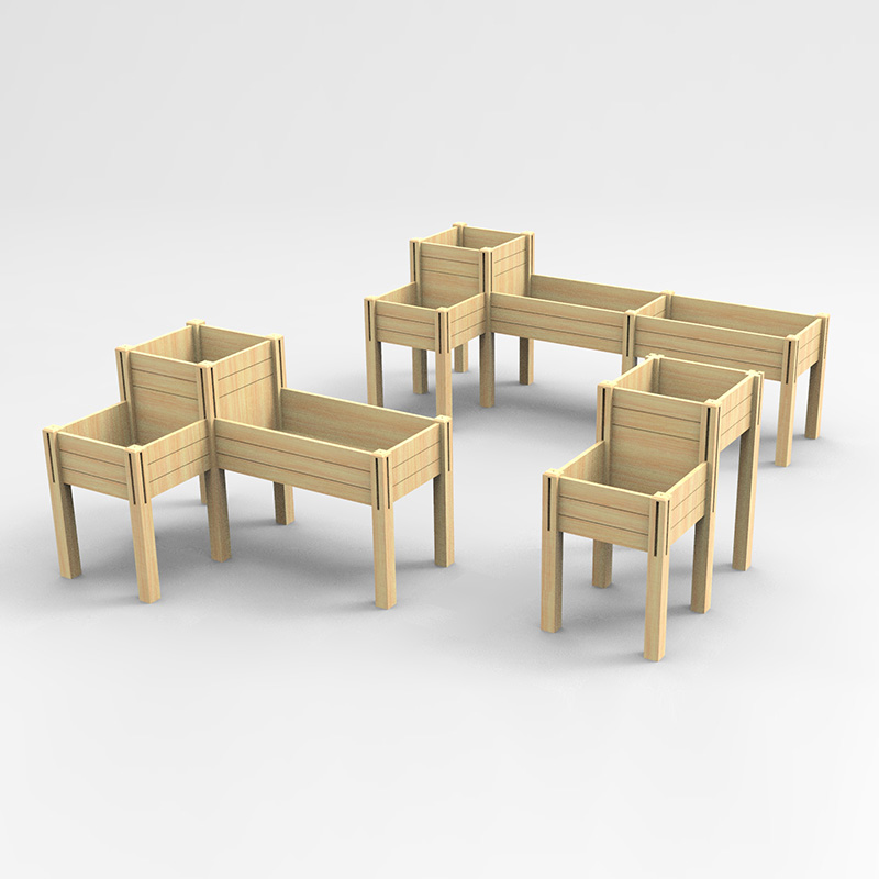 3-х уровневая приподнятая садовая грядка с полкой для хранения, комплект приподнятого деревянного ящика для цветов