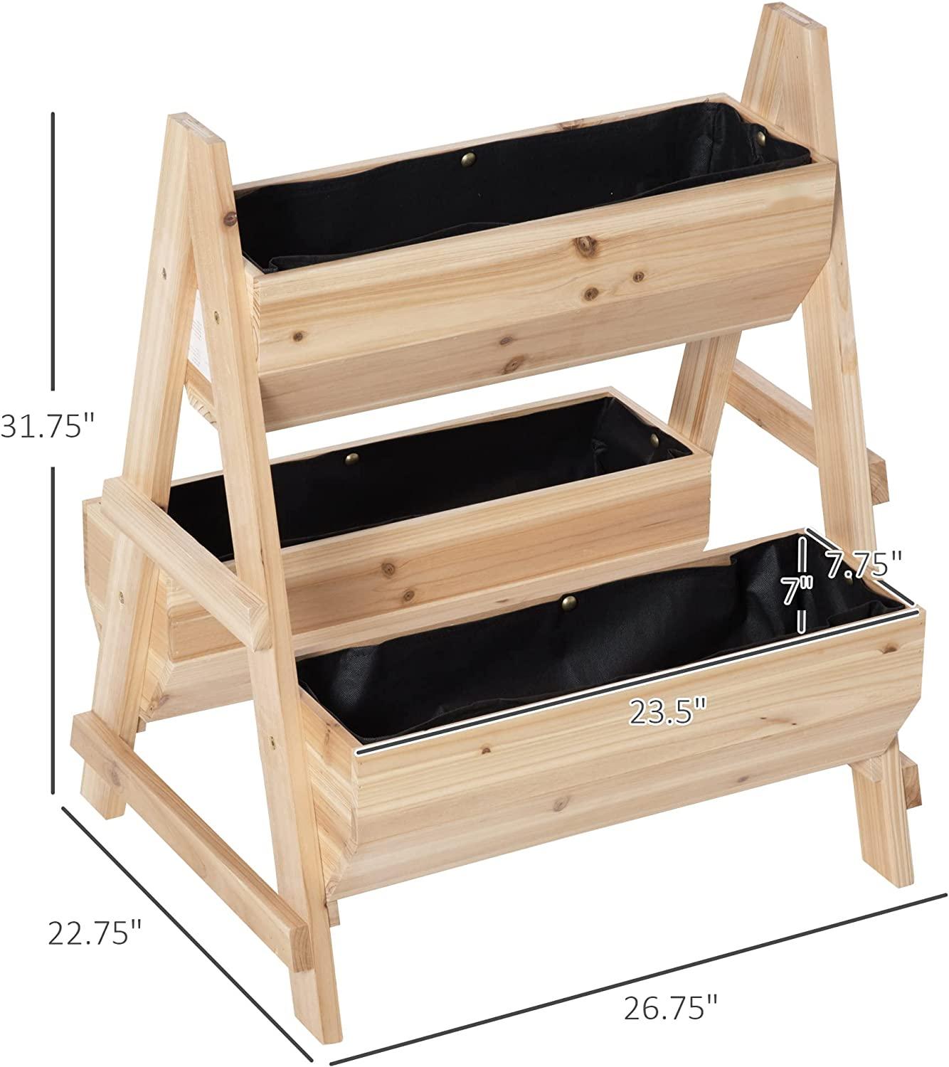 Садовая кровать А-образная деревянная коробка для плантаторов с нетканым материалом для заднего двора